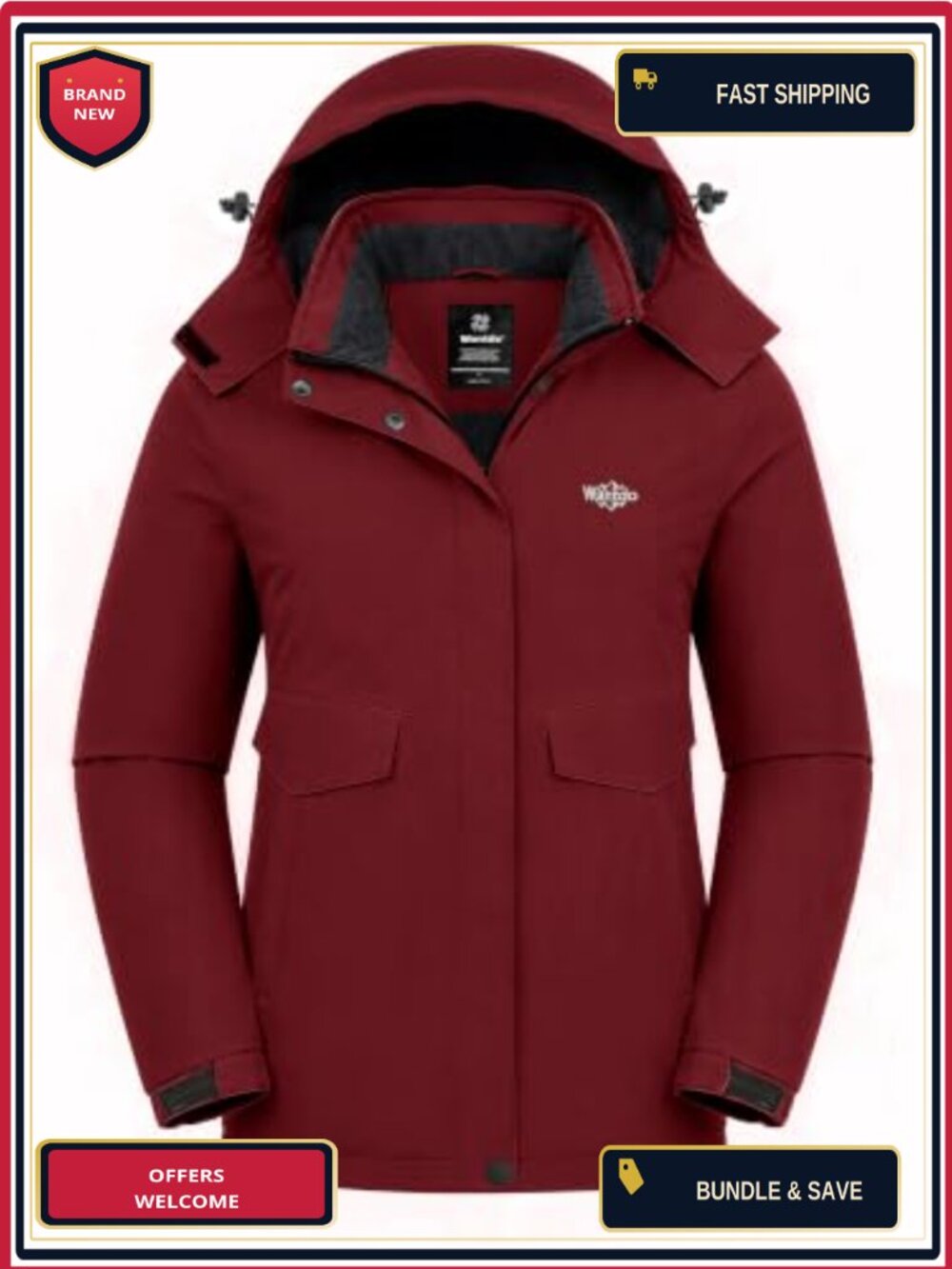 Women's Waterproof Ski Jacket Fleece Lined Snow Winter Coat